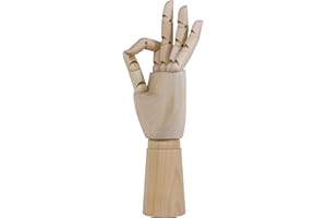 TOUROCMONT Gliederhand Holzhand Zeichenpuppe Modellhand 18 cm, 30cm, Links, Rechts, beweglich zum Malen(Links, 18CM)