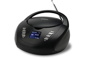 GROOV E Groov-e DAB Boombox - Portable CD Player with Radio, 3.5mm Aux Port, Bluetooth Speaker, & Alarm Clock - LED Display, 2x 1W Speakers - Battery or Mains Powered - Black