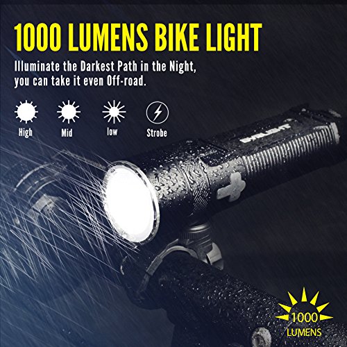 1000 Lumen BYBLIGHT F13 HOCHWERTIGE LED Taschenlampe, USB AUFLADBAR,IP65 Wasserdicht, Super Helle Cree XM-L2 LED, 4 Modi,“All in one Design”Taktische Taschenlampe, Fahrradlicht, Fahrradbeleuchtung, Handlampe USB-wiederaufladbar, Professionell für Outdoor, Haushalt, Camping, Mountainbike.(Inkl.2 X 18650 Batterien, Fahrrad-Halterung, Micro-USB-Kabel, Holster) - 3