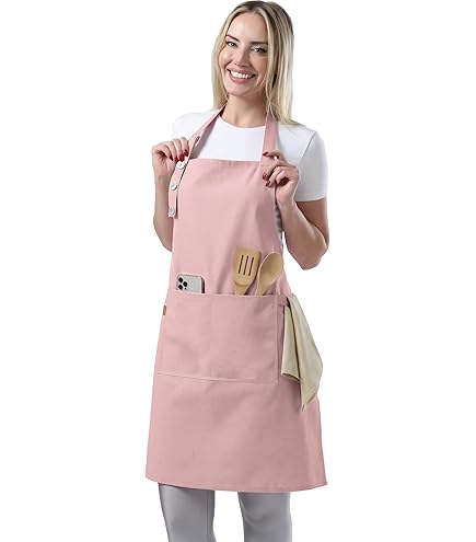 Katoenen Denim Schort voor Mannen Vrouwen, Professionele Chef Schort met Grote Zakken voor Keuken Koken Tuinieren BBQ Kapper Barista Restaurant, Verstelbaar Werk Jean Werk Schort