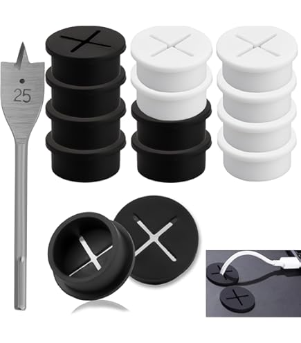 12 Passe-câbles, Clips De 32 Mm De Diamètre, Passe-câbles Ronds En Nylon Pour Câbles De Bureau Noirs 97208778