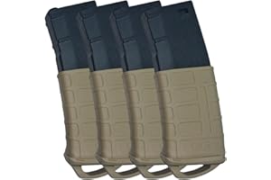 Sibo - Airsoft Fondina in Gomma Caricatore Softair (Confezione da 4 Pezzi) - Accessorio Softair - Grip Tattico - Compatibile Mid Cap Hi Cap - Fusil Pallini Airsoft M4 M16 AR15 MilSim BBs Bio (Tan)