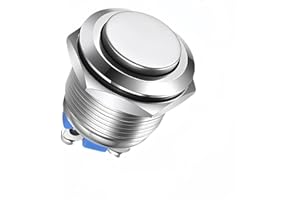 FADBUDS 16 mm Runder Startknopf, Drucktaster Klingeltaster, IP67 Wasserdicht Momentanen Druckschalter, 250V 220V AC 12V 24V 36V DC 3A Auto Household Appliance Taste Schalter SPST-Schraubklemme Schwarze Schale