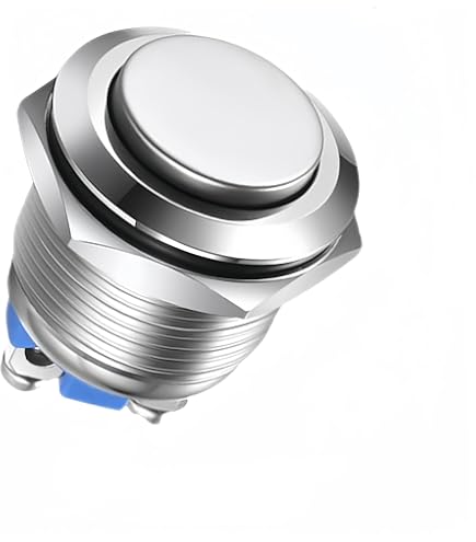 SeKi Edelstahl-Druckschalter 16 Mm – Rastend, Mit Blauem LED-Ring, IP65, Vandalismussicher