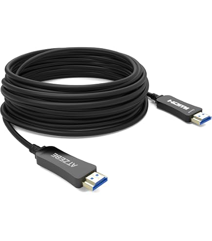 Twozoh Câble HDMI Fibre Optique 75m – 4K 60Hz HDR, 18Gbps, Ultra HD, Sans Perte Pour TV, PS5, Xbox, PC