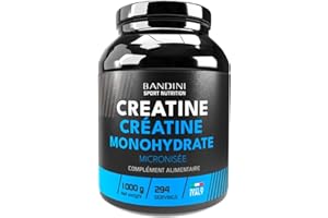 Bandini® Créatine Monohydrate 1kg / 1000g MERCURE FREE en poudre 100% pure pour l‘entraînement de force - Creatine micronisée pour le sport, le fitness, le pre workout - 100% vegan - 292 portions