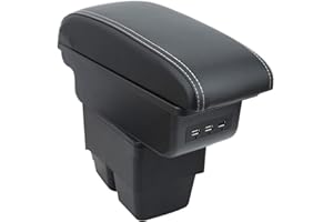 OYHCM Bracciolo Centrale per Ford Fiesta MK7 2009-2017, Doppio Scomparto, Pelle Nera, Facile da Installare, Accessorio Auto Personalizzato