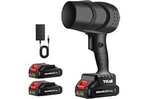 Ykall Soplador de Hojas Inalámbrico – Súper Potente, Ligero y Portátil, con 2 Baterías y Cargador Rápido – Ideal para Jardín, Coche, Patio, Nieve y Camping (Negro)