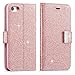 Price comparison product image For iPhone 6S Plus Wallet Case, iPhone 6 Plus Leather Cover, Luxury Shiny Sparkle Glitter Bling PU Leather [Magnetic Closure][Metal Buckle] Flip Kickstand Wallet Case with 5 Card Slots-Rose Gold
