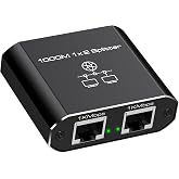 VEDINDUST RJ45 Switch 2 Ports 1000Mbps Network LAN Gigabit Network Splitter with USB C Power Cable for Computers Switches Dec