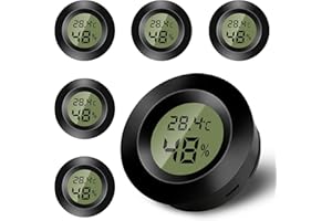 WOWFAST Mini termómetro digital para interiores, higrómetro digital LCD, monitor de temperatura y humedad para el hogar, guardería, incubadora de guitarra, reptiles, invernadero de coche, 6 uds., negro