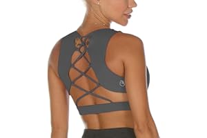icyzone Reggiseno Donna Sportivo Imbottito Senza Ferretto Supporto Medio Cinturino Reggiseni Sportivi Yoga Fitness Palestra Top