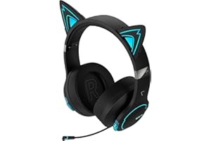Edifier Hecate G5BT Cat Casque Gaming sans Fil, Micro Anti-Bruit, Oreilles de Chat Magnétiques, Audio Hi-Res Effets Sonores H+, Lumière RGB, Bluetooth et Câble 3,5mm pour PC PS4 PS5 Téléphones Switch