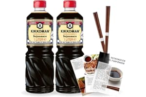 ‎EASYCOOKASIA Sojasauce | 2 x 1L | inkl. japanische Holzstäbchen und Rezepten (Natürlich gebraute)