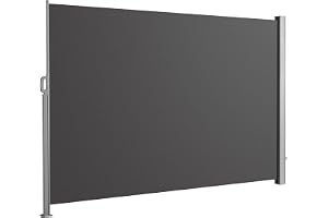 Floordirekt Sidställ i aluminium, 140 x 300 cm antracit, solskydd och utdragbart insynsskydd, för balkong och terrass, polyester 280 g/m² (PU), UV-skydd UPF50+, med golvfäste