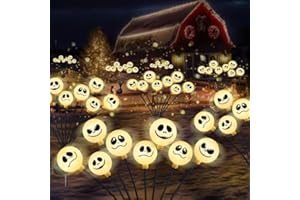 CHARFIA Halloween Decorations Outdoor, 2PCS 8LED Scary Halloween Lights Swaying Solar Garden Lights Outdoor Waterproof, Path Lights Halloween Party Lights Decorative Lights, Halloween Decor (Warm white)