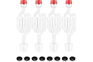 Airlocks for Fermenting, Brewing Supplies, Super Transparent Upgraded Version of 4 Fermentation Airlock, 4#6 Stoppers and 8 Airlock Grommets, Used for Brewing Wine, Beer, Sauerkraut, Pickles, Etc