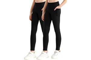 URMAGIC Girls Athletic Leggings with Pockets Girls Sports Leggings Full Length Yoga Workout Active Leggings Pants for Teen Girls