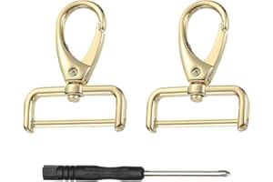 YIMEIZHIGUANG Swivel Clasps Hook, 2Pcs 32mm Detachable Snap Hook with D Ring - Metal Lobster Claw Clasp Includes Screwdriver for Bag Repair, Keychain DIY, Leather Craft & Purse Hardware Replacement (1-1/4 Inch)