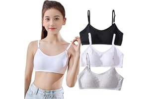 HORNICE Teenagers Girl Bra Cotton Soft Breathable Starter Sports Underwear Training Vest Tops Underwear for 10-16 Years Young Girls - Pack 3