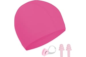 OLICKY Kids Swimming Cap, Elastic Fabric Polyester Swim Hat, Anti-Tear Comfortable Pool Cap for Boys Girls