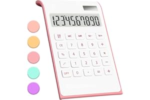 QPENGUINBABIES Pink Calculator, Pink Office Supplies and Accessories, 10-Digit Dual Power Desktop Calculator with Large LCD Display for Office, School, Home, Shop