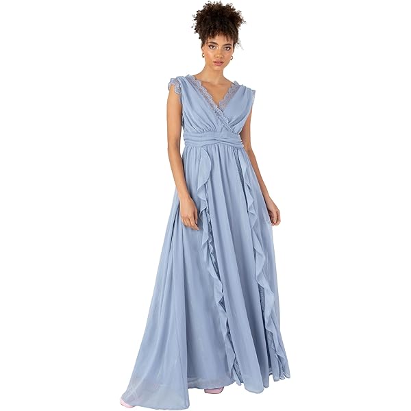 Anaya with Love Maxi-jurk voor dames, V-hals, korte mouwen, engelmouwen