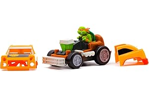 TEENAGE MUTANT NINJA TURTLES Toy, Michelangelo Shell Smashers, Light-Up Rev-Up Crash Vehicle with Smash & Reveal Action, Classic Edition, For kids ages 5+