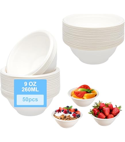 Ciotole Di Carta Biodegradabili 120 Pezzi - In Bagassa Di Canna Da Zucchero - Foto 9