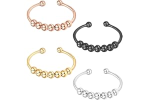 DMNQ Bague Anti-Stress en Acier Inoxydable - Anneau Tournant et Spinner pour Femme - Noir, Argent, Or et Rose