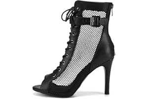 VCIXXVCE Botte de Danse Latine à Lacets Peep Toe Salsa Bachata Danse de Salon Heels Dance Boots pour Femmes,Modèle CDDS