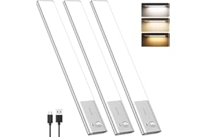 FULEN - Lámpara LED recargable, 38 cm, barra LED de cocina con detector de movimiento interior, luz inalámbrica con batería 3500 mAh, iluminación LED para cocina bajo muebles, 3 temperaturas de color,