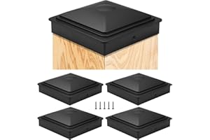 DELIXIKE 10 x 10 cm, 5 tapas para postes de cubierta, postes de plástico con tornillos libres, plástico resistente al agua, protege los postes de madera, rott proof y anti cracking negro