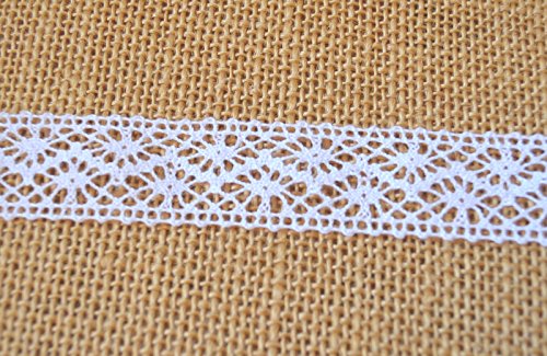 Spitzenband WEISS 25mm Spitze Meterware weiße Baumwollspitze Häkelband Spitzenborte Hochzeit Dekoband Schleifenband Landhaus Vintage Deko - 3