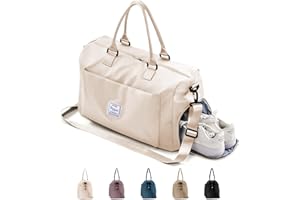 BOXSAM Sporttasche & Reisetasche für Damen und Herren, Tasche für Sport Fitness mit Schuhfach Nassfach, Sport Travel Bag Weekender mit Trolleyhülle, Wasserdicht Trainingstasche Gym Bag,Weiß