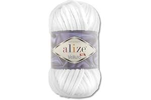 WOHNKULT 100 g Alize Velluto Wool in 30 Selections (55 | White)