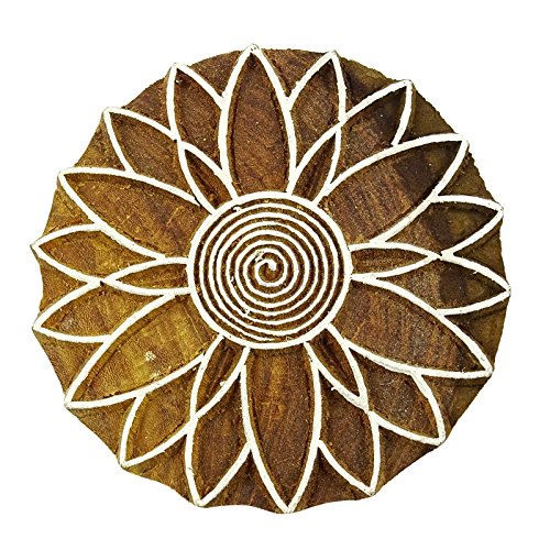 Indian Hand Geschnitzte Blume Design Holzdruckstock Textil Stempel - 6