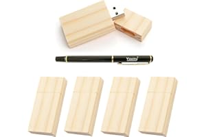 Yaxiny Paquete de 5 unidades flash USB 2.0 rectangulares de madera con madera (2.0/16 GB)