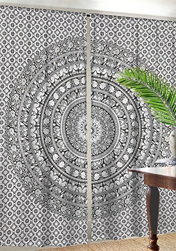 Indian Elephant Mandala Schlafzimmer Gardinen, Tapisserie Drapes, Fenster Behandlung Platten, Boho Decor Set 233,7 x 208,3 cm ca. - 2
