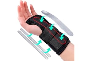MOANATURA Muñequera Tendinitis Muñeca Ortopédica con 3 Férulas de Aluminio para Túnel Carpiano, Torceduras y Artrosis. Muñequera Metacarpiana para Artritis o Esguince de Mano. (Talla única, Izq)