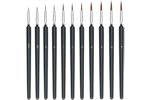 UPINS Augshy 10 Piezas Pinceles Miniaturas, Pinceles Pintura Acrilica, Juego de Pinceles para Pintura de Arte para Artistas, Óleo, Acrilica, Acuarela, Ideal para Principiantes y Profesionales