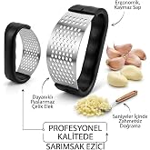 Smartizi Paslanmaz &Ccedil;elik Sallanır Sarımsak Ezici Rende - Plastik Saplı Pratik O-Tipi Sarımsak Ezici (7x10.5 cm)