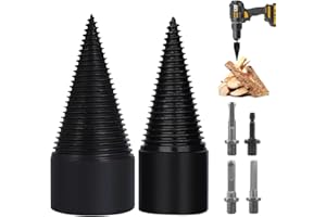 LYPPUL 2 Pcs Log Splitter Drill Bit, 45mm & 32mm Detachable Electric Drill Bit with 4 Handles, Firewood Drill Bits, Screw Cones Splitter for Electric Hand Drills Family Outdoor Farm