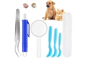 CaiTang 6 Rimuovere Zecche Set,Strumento per Rimuovere Le Zecche dai Cani Gatto,Pinza per Zecche Professionale,Pinzette per Zecche in Acciaio Inossidabile,Tick Gancio per Cani,Gatto