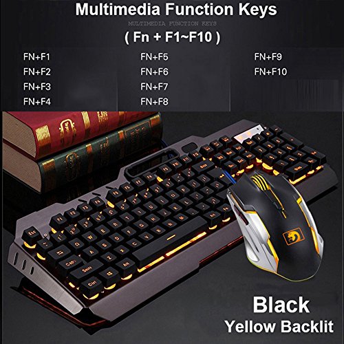 Juego De Teclado y Mouse UrChoiceLtd   Ajazz RGB Naranja LED Con Retroiluminaci  n Ergonomic USB Gaming Teclado Multimedia   2400DPI 6 Botones Rainbow Rainbow Gaming Mouse   PC Libre Mouse Pad