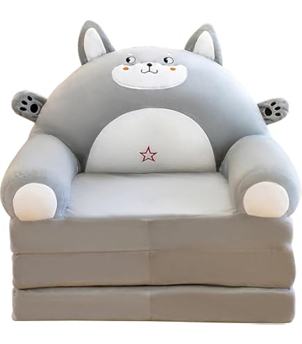 Canapé-Lit Enfant 2 En 1 Pliable - Dossier Animal Mignon - Sans Remplissage