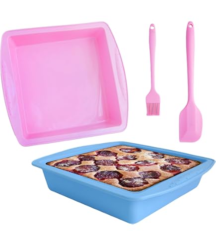 SJ Quadratische Silikon-Kuchenform 20,3 Cm Mit Metallrahmen - Antihaft, Spülmaschinenfest Für Brownies & Käsekuchen