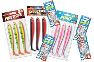 Raubfisch Store - Lieblingsköder Räuberset 15 cm trübes Wasser - Kombi-Set: 15 cm Köder incl. Jigköpfe