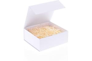 GENERIC Caja de regalo blanca,20x18x8cm,Cajas de regalo con cinta y tapa,Caja de regalo de cierre magnético plegable de Navidad para todas las ocasiones