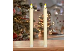 KATELUO Velas LED Efecto Llama, 2 Piezas Velas de Batería Parpadeante, Velas Parpadeante Sin Llama, Vela LED Intermitente para Navidad, Halloween, Acción de Gracias, Boda, Cumpleaños